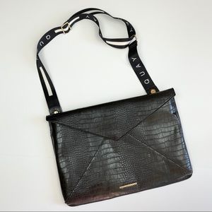 Quay | Black Textured Envelope Crossbody Bag